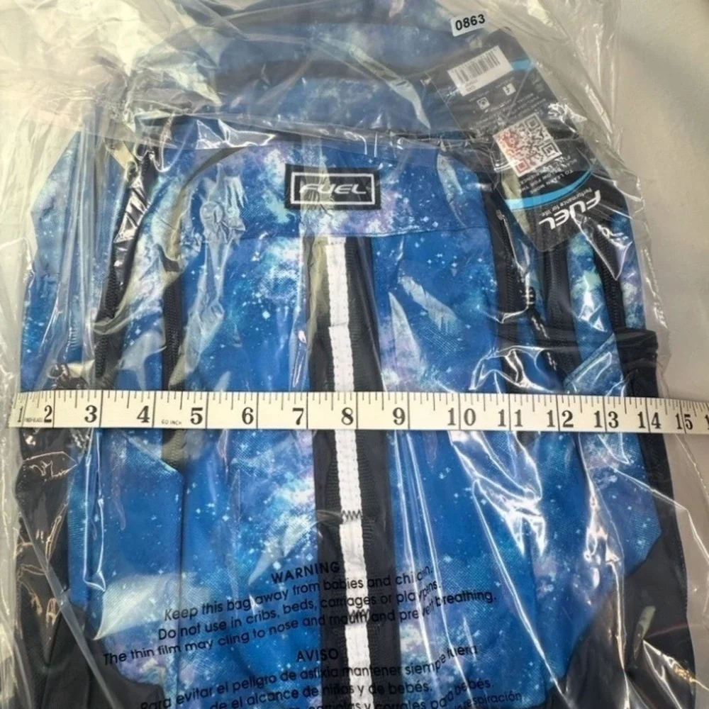 Fuel Sport Shock Backpack Blue Galaxy Nebula Print Laptop Pocket GX5 110481 NWT